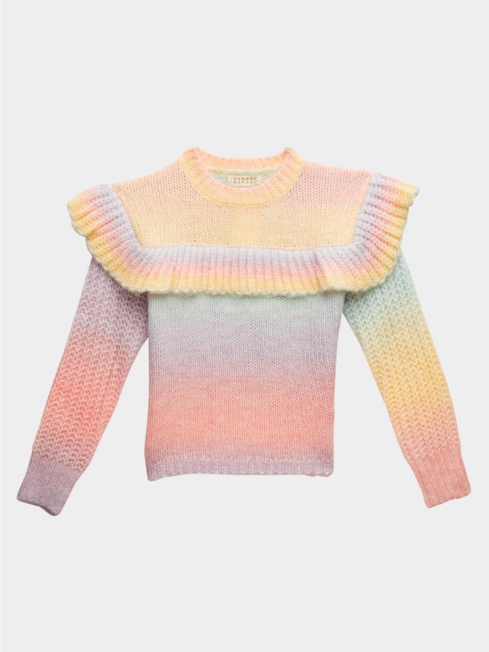 Hannah Banana Girl's Rainbow Ruffle Trim Sweater